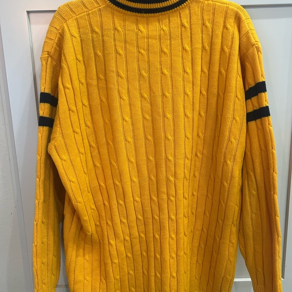 Nautica Men's V-Neck Sweater in Yellow and Navy grandpa preppy vintage XL - Picture 4 of 5